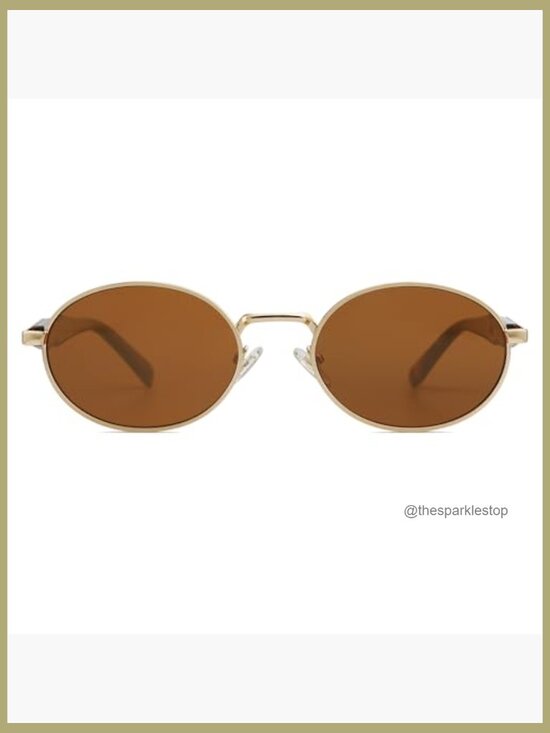 Retro Oval Sunglasses with Metal Frame and UV400 Protection main image 4
